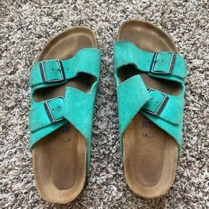 teal birkenstocks
